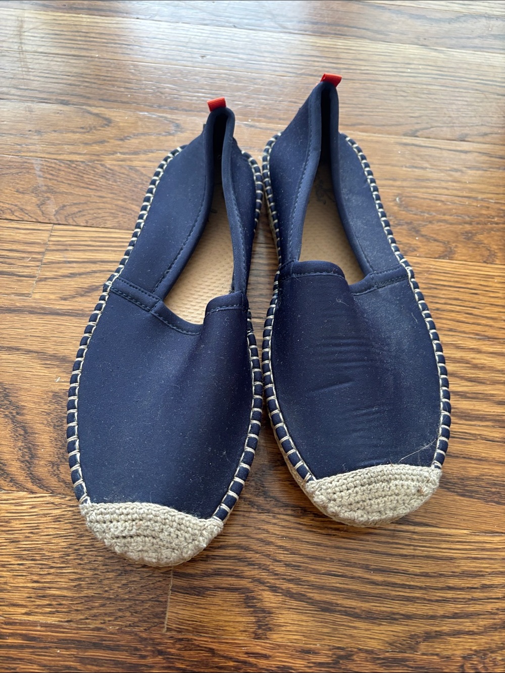 Navy Slip-On Espadrille Flats with Braided Toe